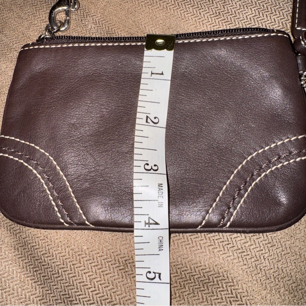 Coach Dark Brown Pebble Leather Wristlet - Picture 6 of 7